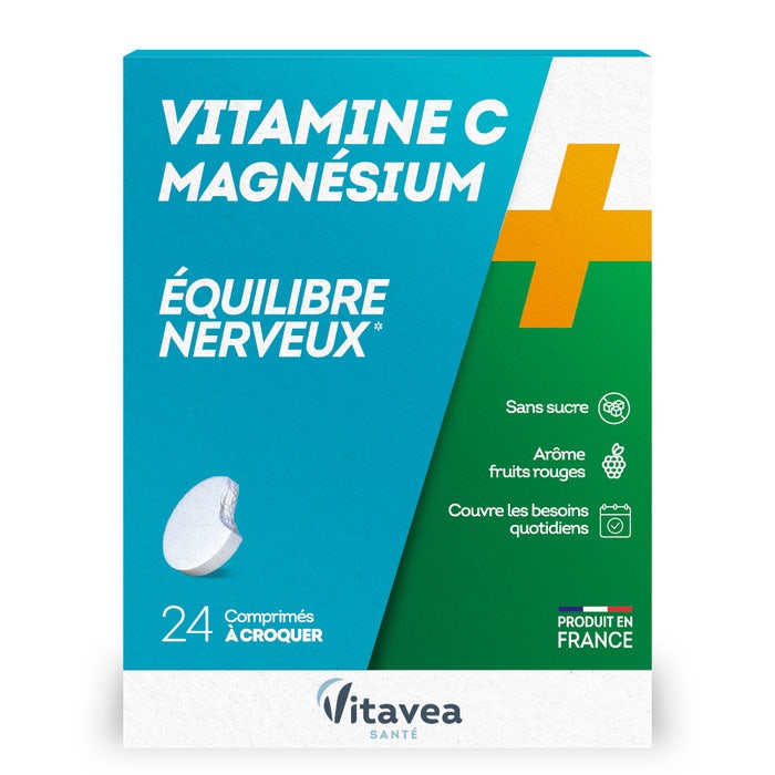 Vitamin C + Magnesium 24 Tablets Equilibre nerveux Vitavea Santé