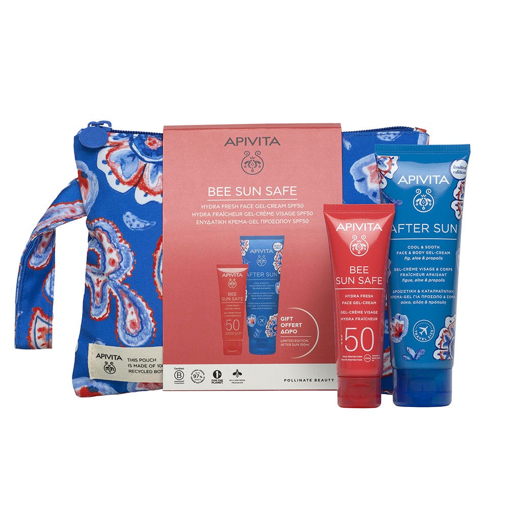 Suncare Kit 250ml Bee Sun Safe Gel Creme Hydra Fraîcheur SPF50 + Gel Creme Fraicheur Apivita