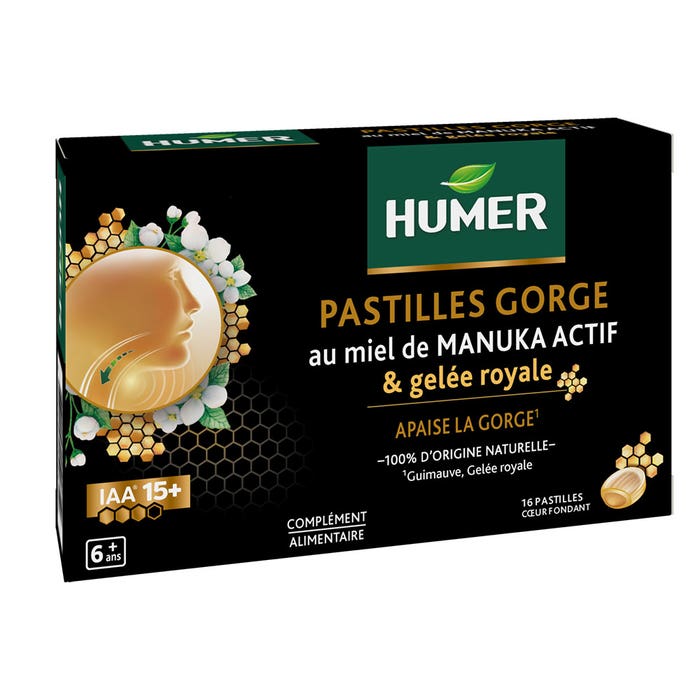 Humer Active Manuka Honey Throat Pastilles Royal jelly 16 tablets