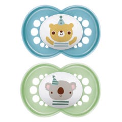 Mam Original Animaux Anatomical Silicone Pacifiers 18 Months Plus X2 Animal Collection 18 Mois et Plus x2