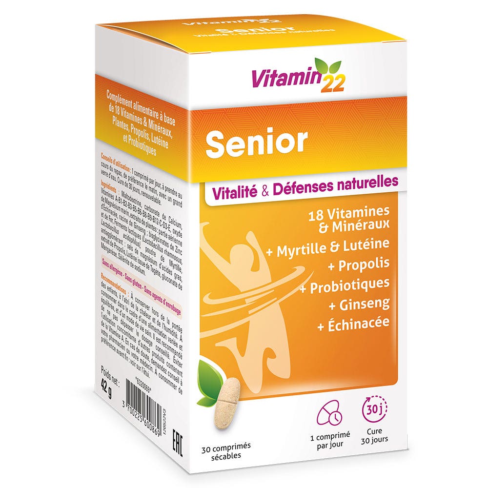 Vitamin'22 Senior Vitality &amp; Natural defences 30 tablets