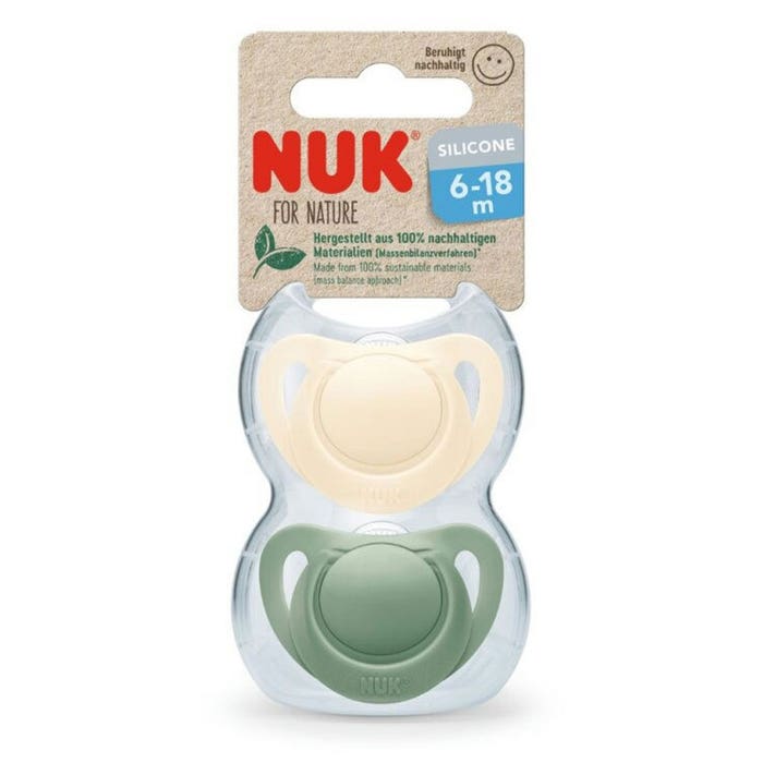 Nuk For Nature Physiological Silicone Soothers 6 to 18 months x2