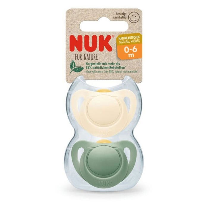 Nuk For Nature Natural Rubber Pacifier 0 to 6 months x2 - Easypara
