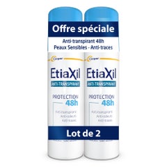 Etiaxil Antiperspirant Aerosol 48h Anti-Perspirant Underarms White and Yellow Streaks Peaux Sensibles 2x150ml