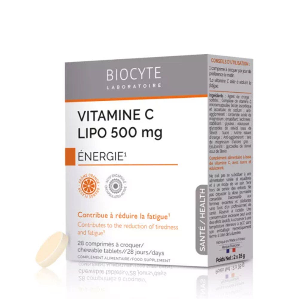 Biocyte Health Vitamin C Lipo 500mg Energy 2x14 Chewable Tablets