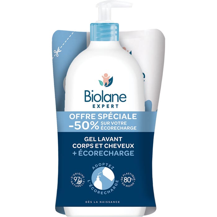 Biolane Expert Cleansing Gel + Ecorecharge Body & Hair 2x500ml