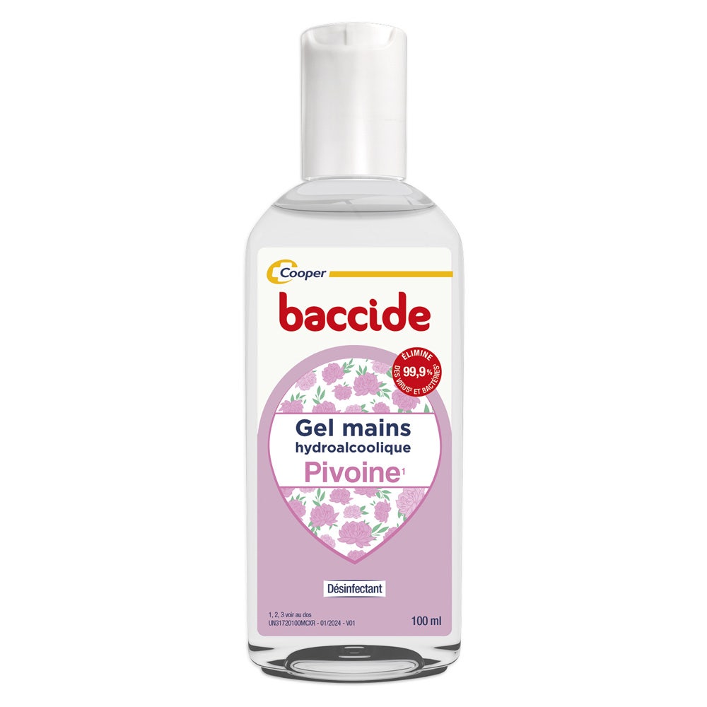 Baccide Peony hand sanitising gel suitable for sensitive skin 100 ml