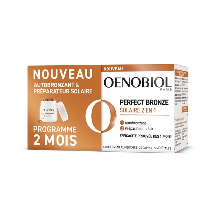 Oenobiol Perfect Bronze Sunscreens 2 in 1 Self-tanner and Suncare Preparer 60 vegetarian capsules