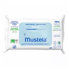 Mustela Compostable Water Cleansing Wipes x60