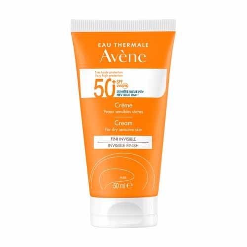Avène Sun Cream SPF 50+ UVB UVA Blue Light HEV Peaux sensibles sèches 50ml