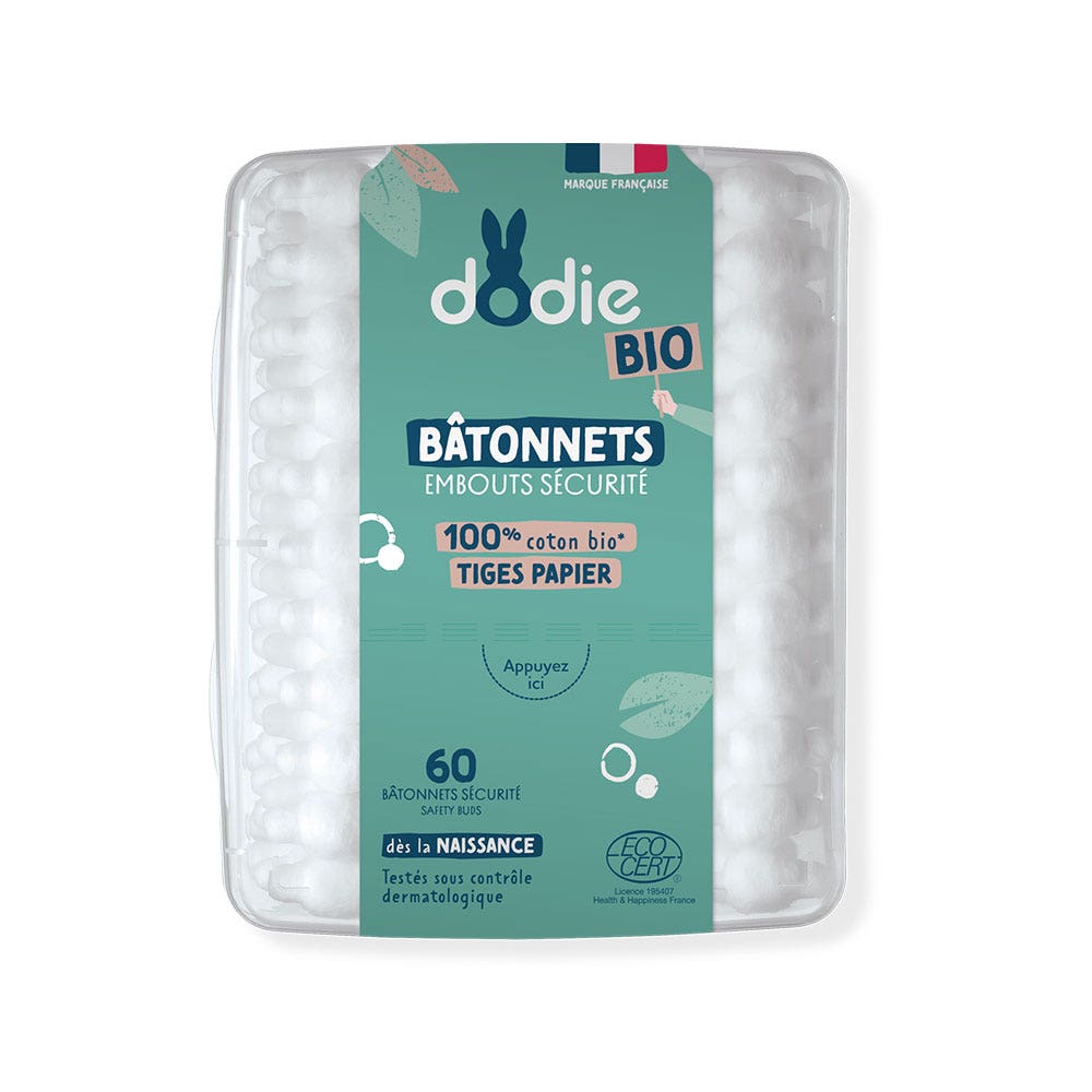 Dodie Dodie Organic Sticks 100% Coton Bio Tiges Papier Dès La Naissance x60