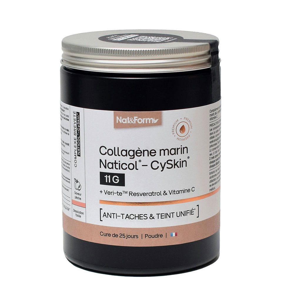 Nat&Form Collagen Marine Naticol CySkin 11g Anti-Spot and Unified Complexion Peach Flavour 365g