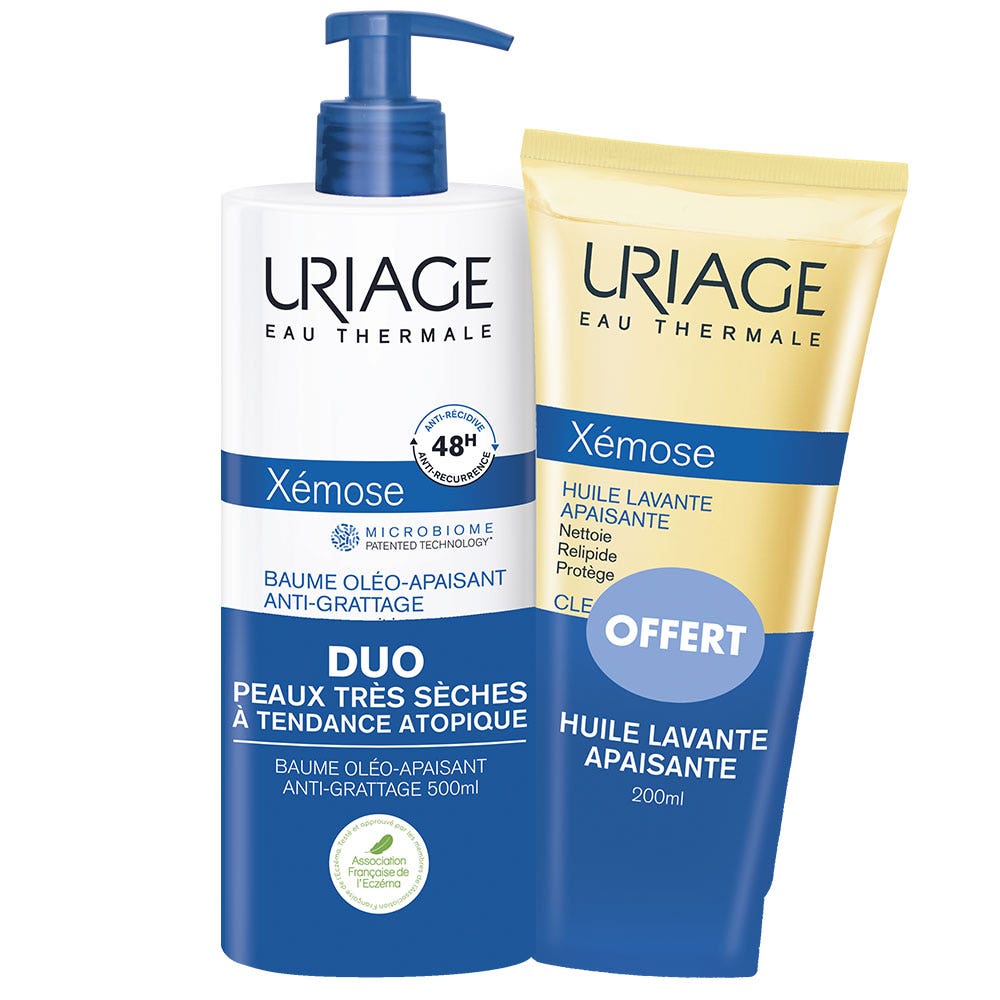 Uriage Xemose Oleo-soothing Balm 500ml + Cleansing Oil 200ml Dryness Severe Atopic Skin