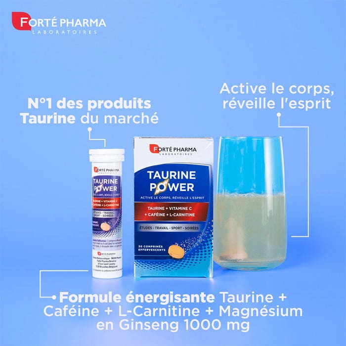 Fort Pharma Taurine Power enriched with caffeine and L-carnitine 30 effervescent tablets - Easypara Fort Pharma Taurine Power enriched with caffeine and L-carnitine 30 effervescent tablets - Easypara
