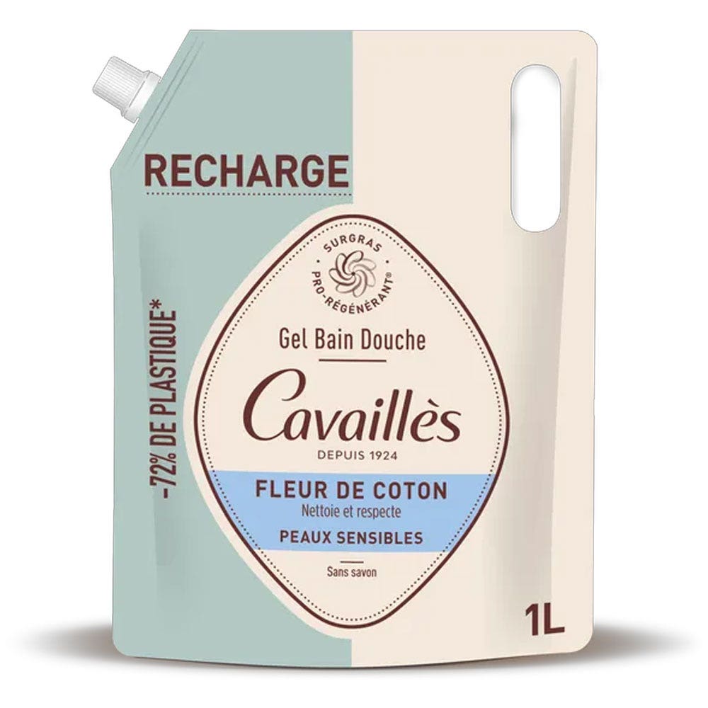 Cavaillès Refill Bath &amp; Shower Gel Cotton Flower Sensitive Skin 1L