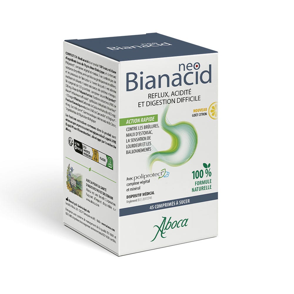 Aboca Gastro-intestinal Neobianacid Acid Reflux D Lemon flavour 45 Sucking Tablets