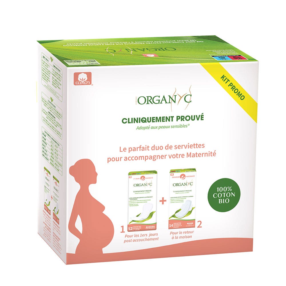 Organyc Serviettes pour Accompagner votre Maternité 100% Coton Bio