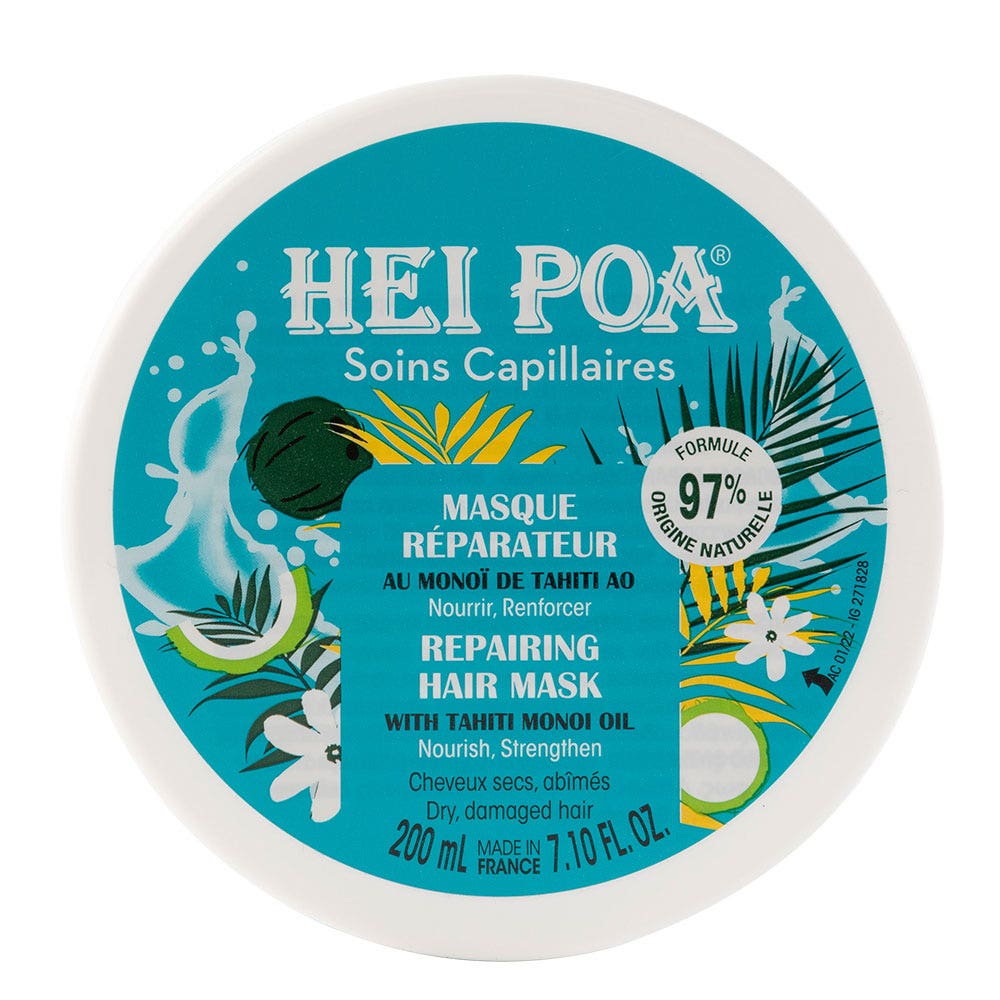 Hei Poa Hair Care Tahitian Monoi Repair Masks Dry and Damaged Hair 200ml