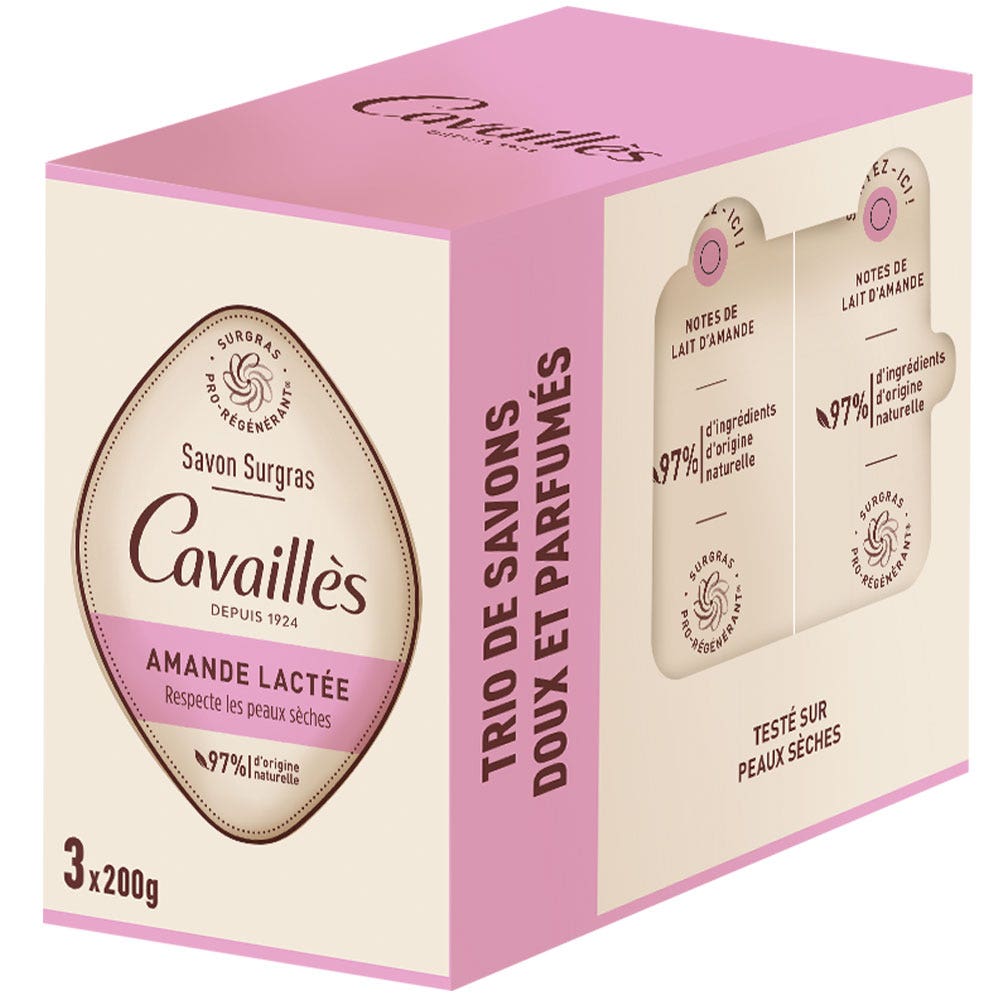 Cavaillès Surgras Pro-Regenerating Almond Soaps 3x200g