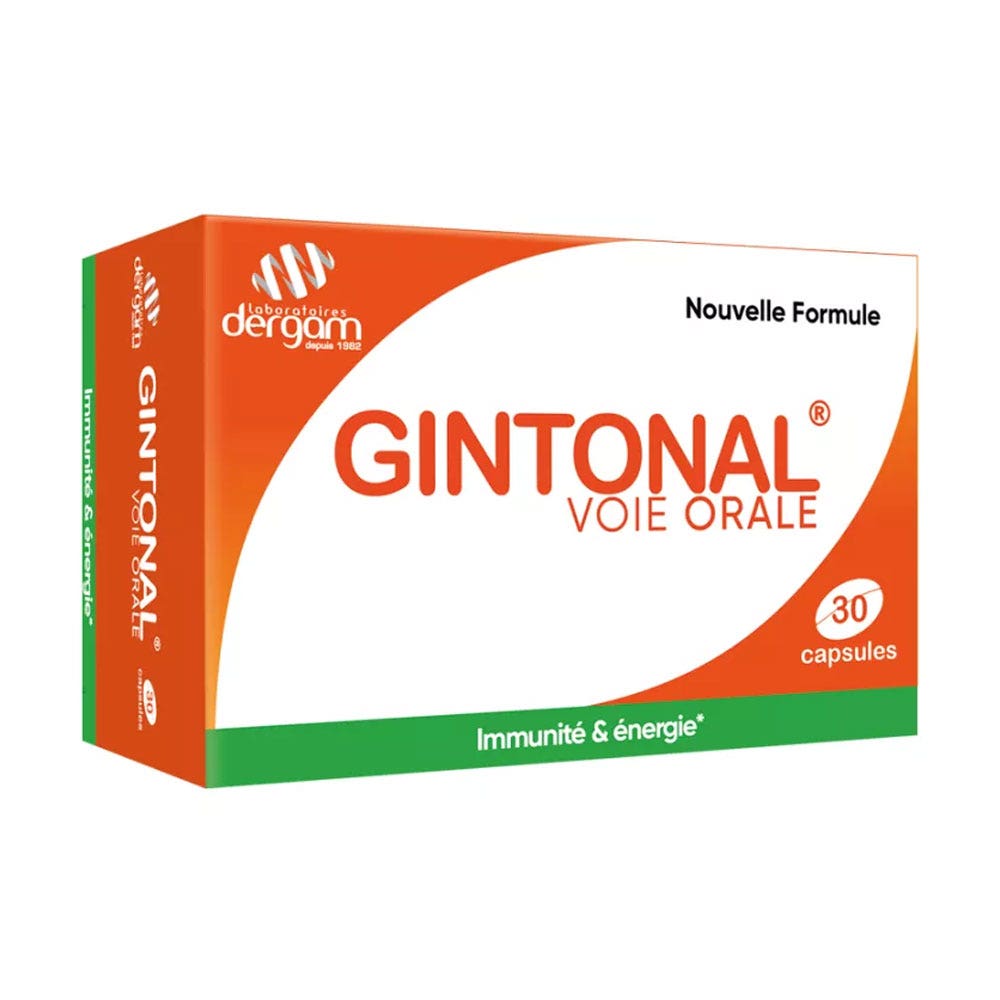 Dergam Gintonal Immunité & Énergie 30 capsules