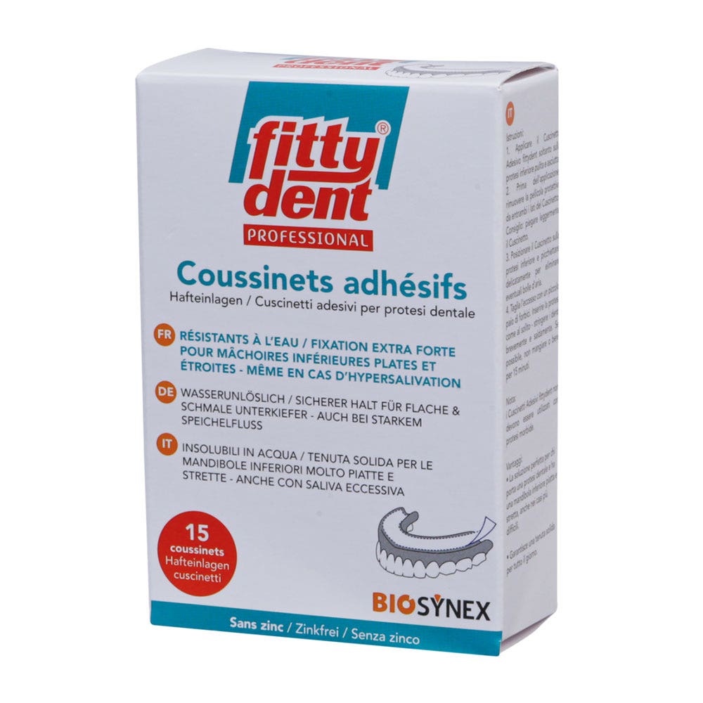 Fitty Dent Professionnal Coussinets Adhesifs Fixation Extra Forte x15