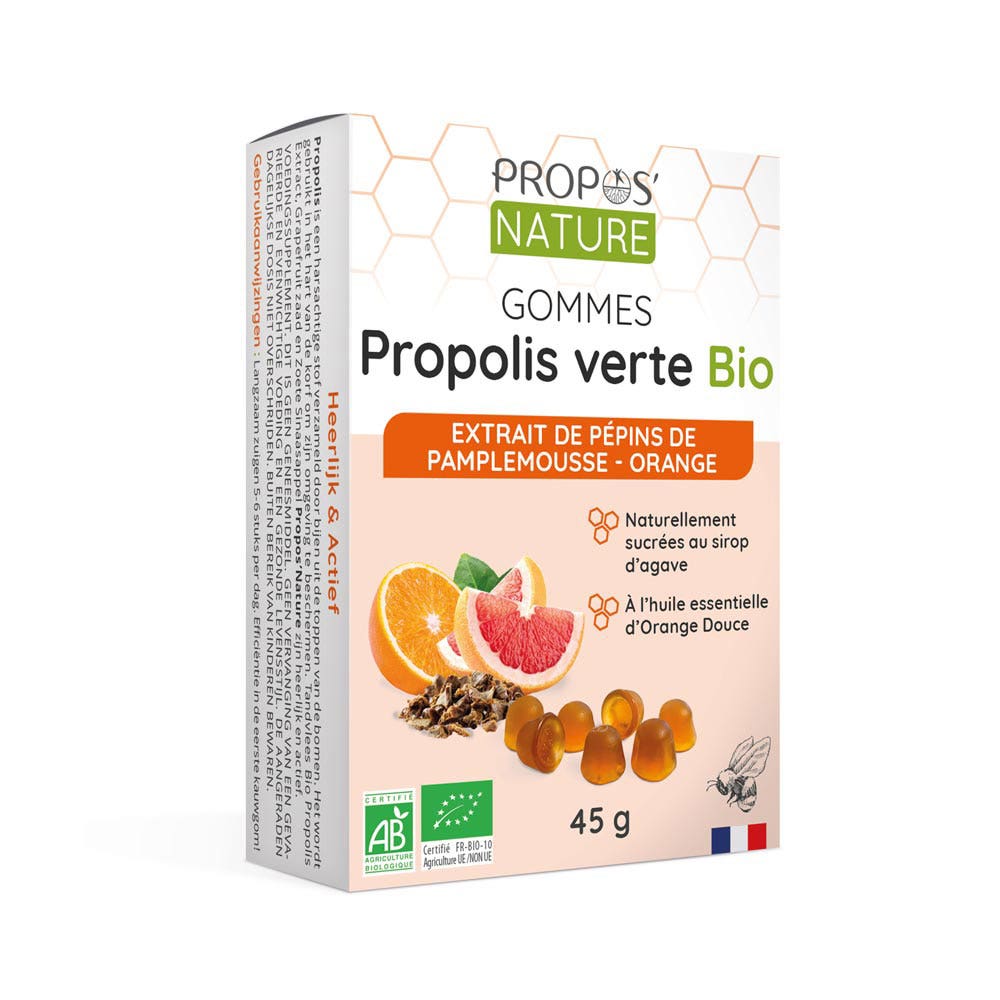 Propos'Nature Green Propolis Gum Organic Grapefruit & Orange Seeds 45g ...