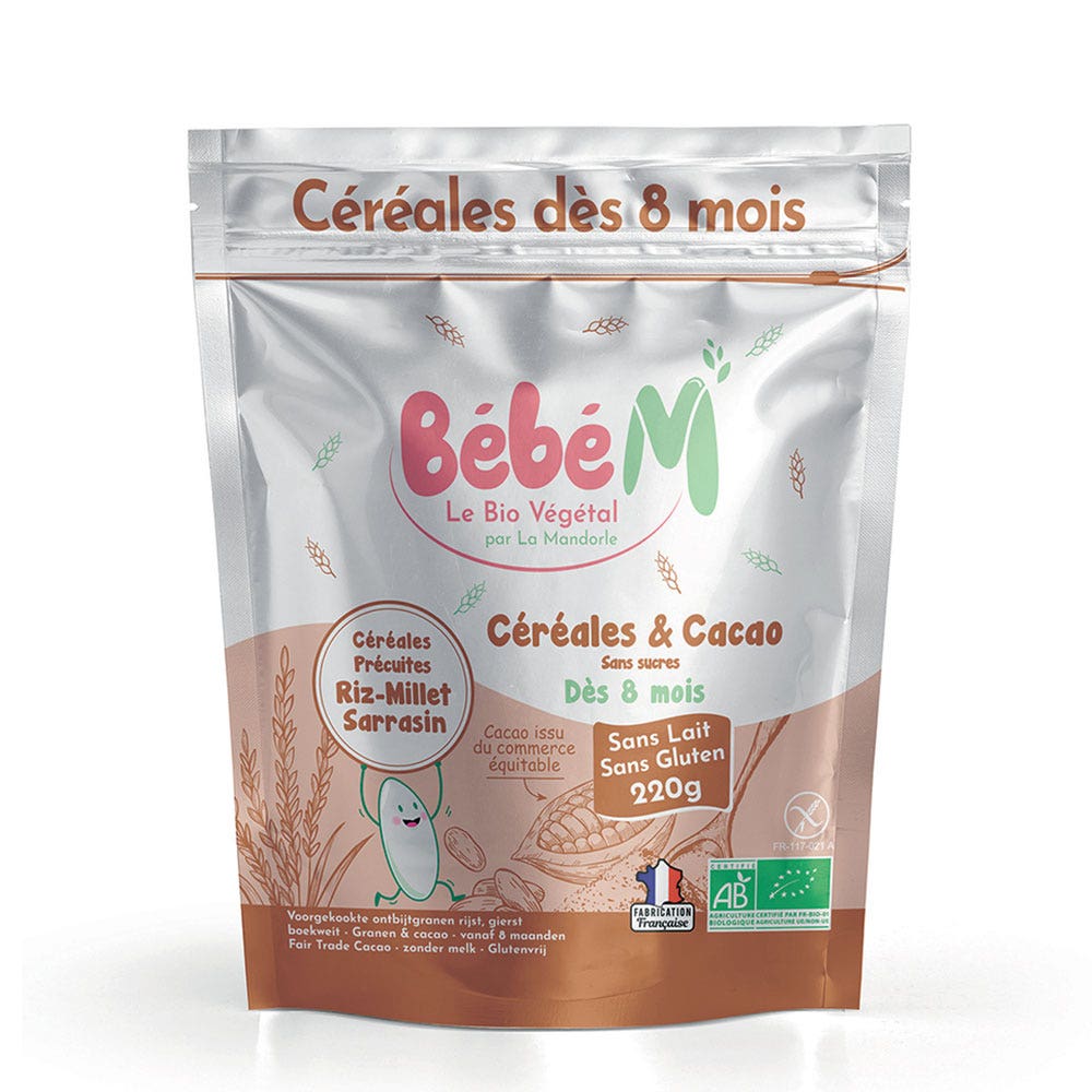 La Mandorle Bébé M Organic Cereals and Cocoa From 8 Months 220g