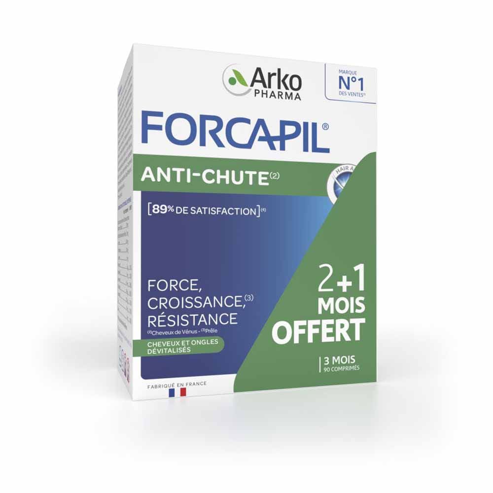 Arkopharma Forcapil Anti-Hair loss - Buy 2 months + 1 months free Cheveux et Ongles Dévitalisés 90 Tablets