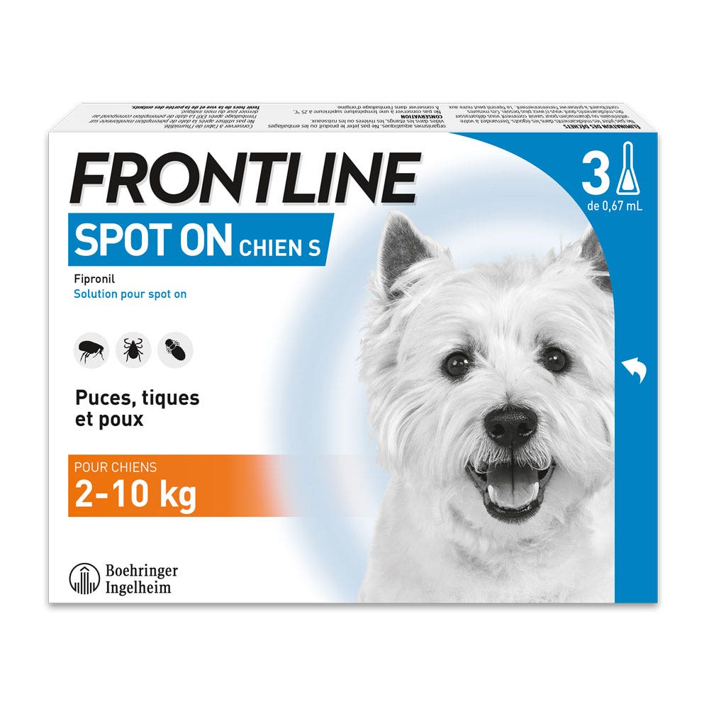 Frontline Spot-on Dog 2- 4 Pipettes 3 Pipettes De 0,67ml