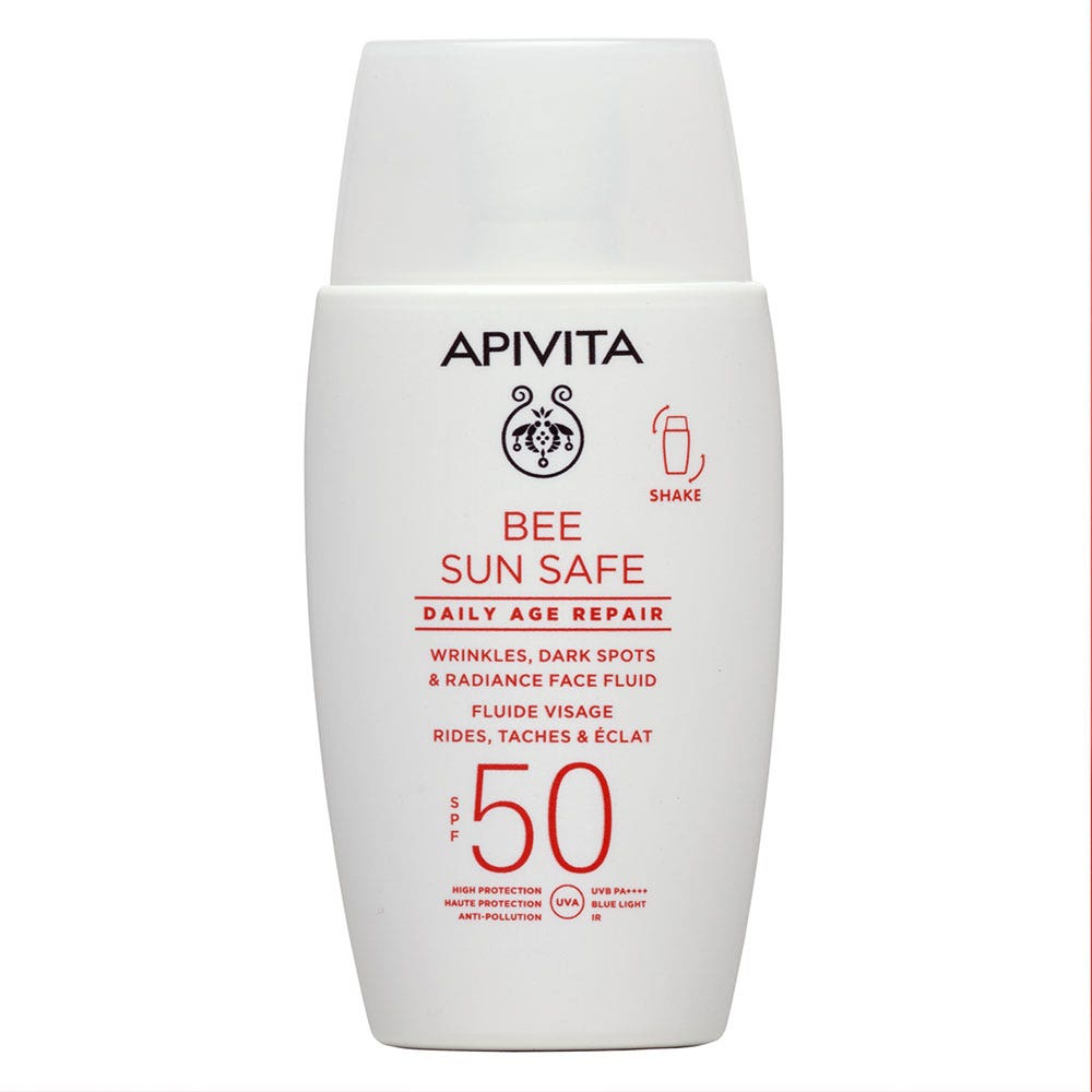 Apivita Bee Sun Safe Daily Age Repair Face Fluid for Wrinkles, Dark Spots & Radiance SPF50 50 ml