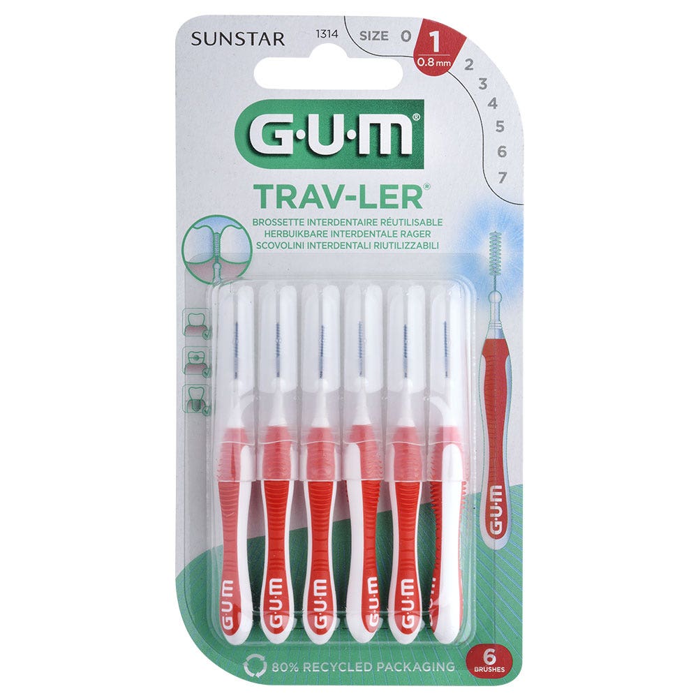 Gum Trav-ler Brushes 1314 Trav-ler 4 Brushes 0.8mm x6