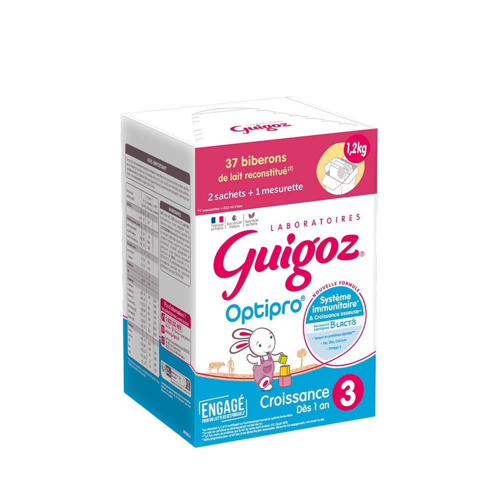 Guigoz Optipro Optipro 3 Growth from 1 year 2 x 600g sachets + 1 scoop