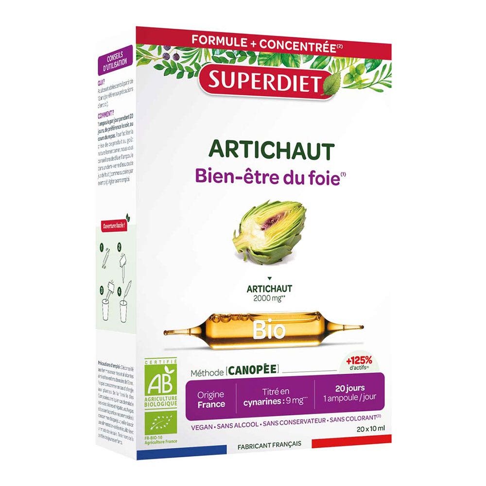 Superdiet Organic artichoke liver wellness support 20 ampoules