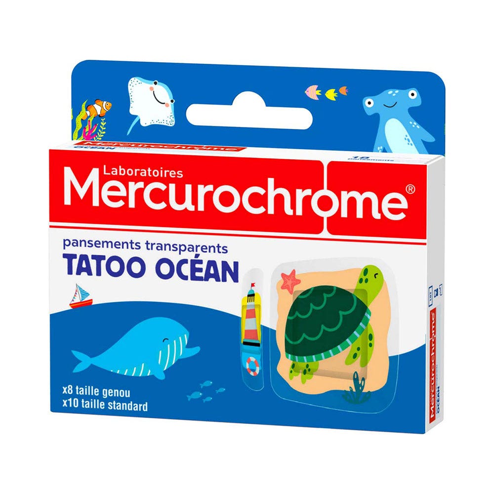 Mercurochrome Transparent Plasters Tattoo Collection 2 sizes x 12
