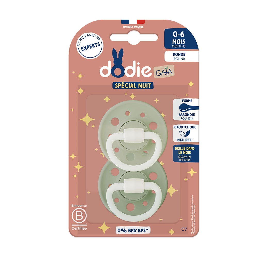 Dodie Gaia Sucettes Rondes Anatomiques Nuit 0 to 6 months x2