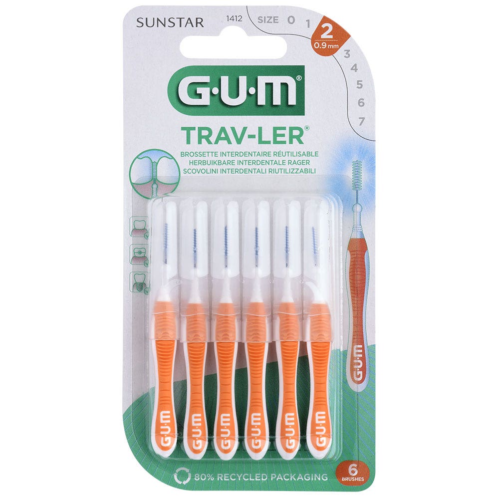 Gum Trav-ler Trav-ler Interdental Brushes 1412 0.9mm X6 x6