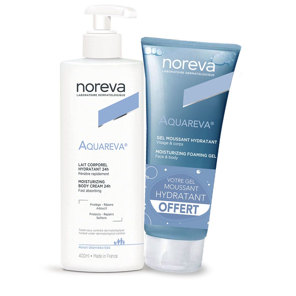 Noreva Aquareva Coffret Aquareva Lait Corporel Hydratant 24h et Gel Moussant Hydratant