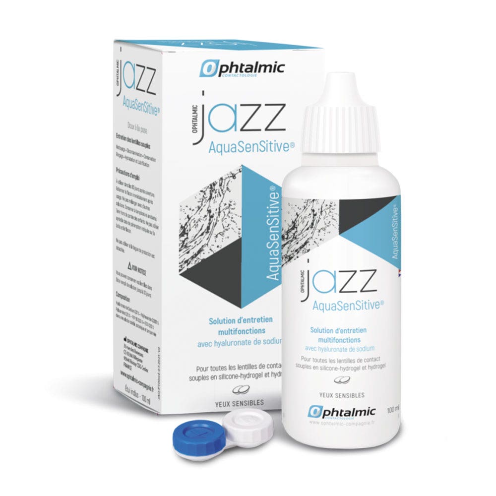 Ophtalmic AquaSensitive Jazz multi-purpose solution for all types of soft contact lenses 100 ml