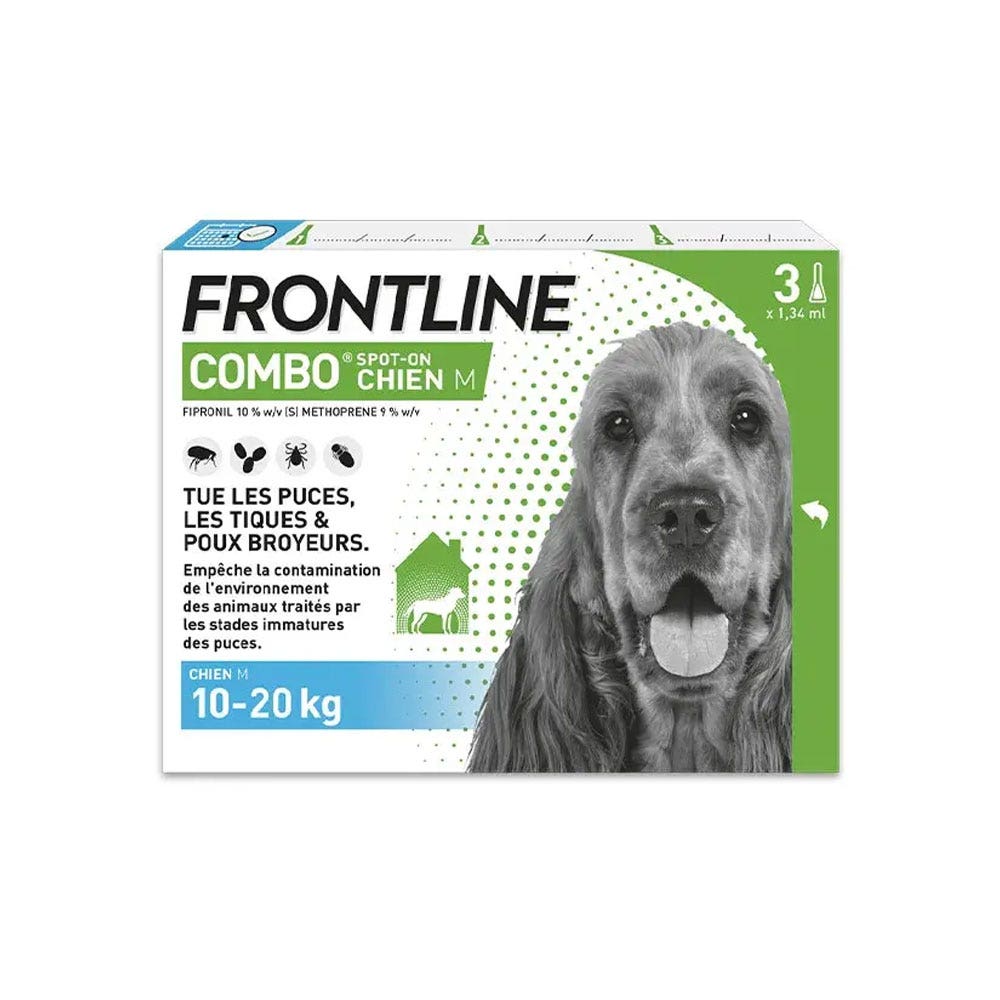 Frontline Combo Spot-on Dog 10- 4 Pipettes 3 Pipettes de 1,34ml
