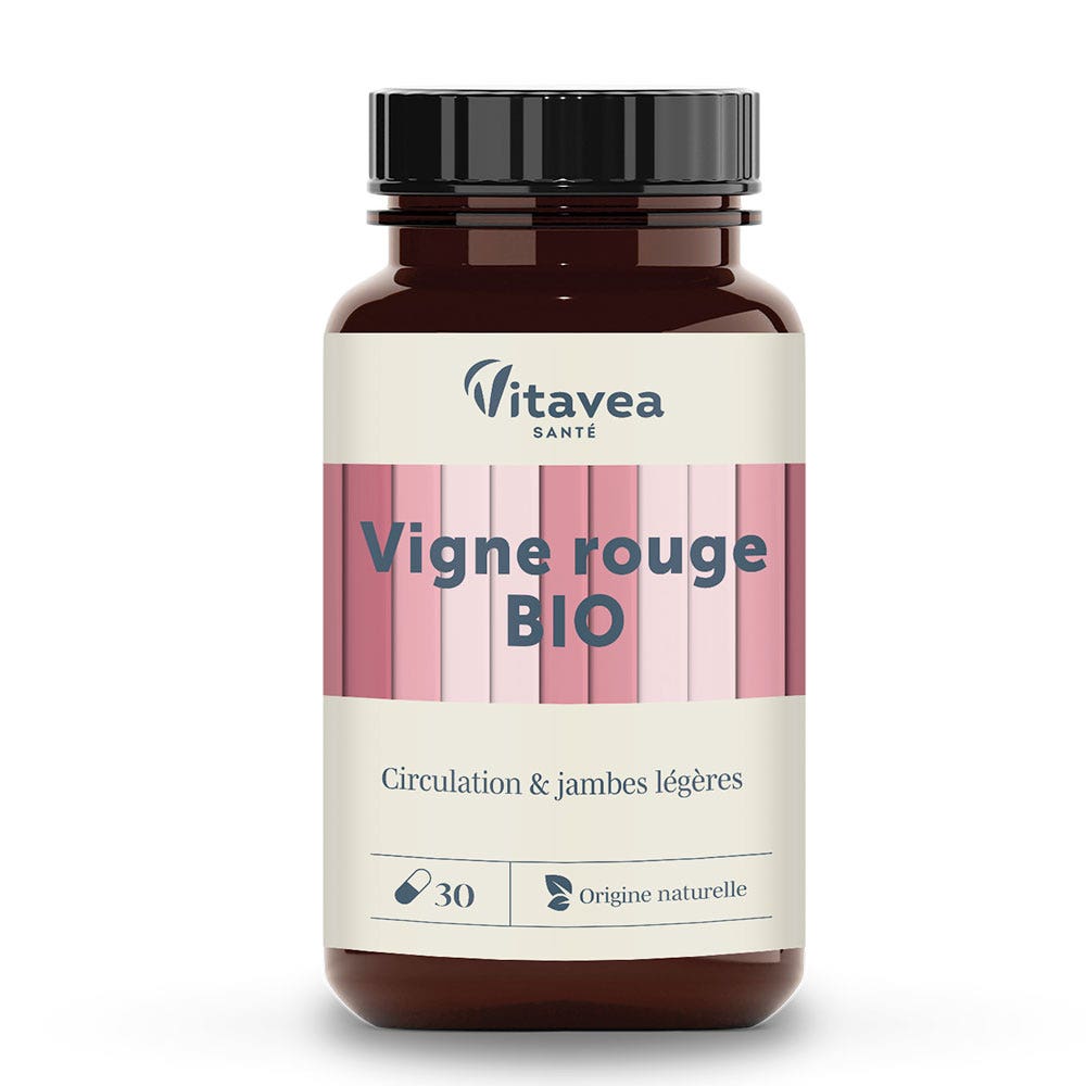 Vitavea Santé Nutri'sentiels Red vine organic supports healthy circulation 30 capsules