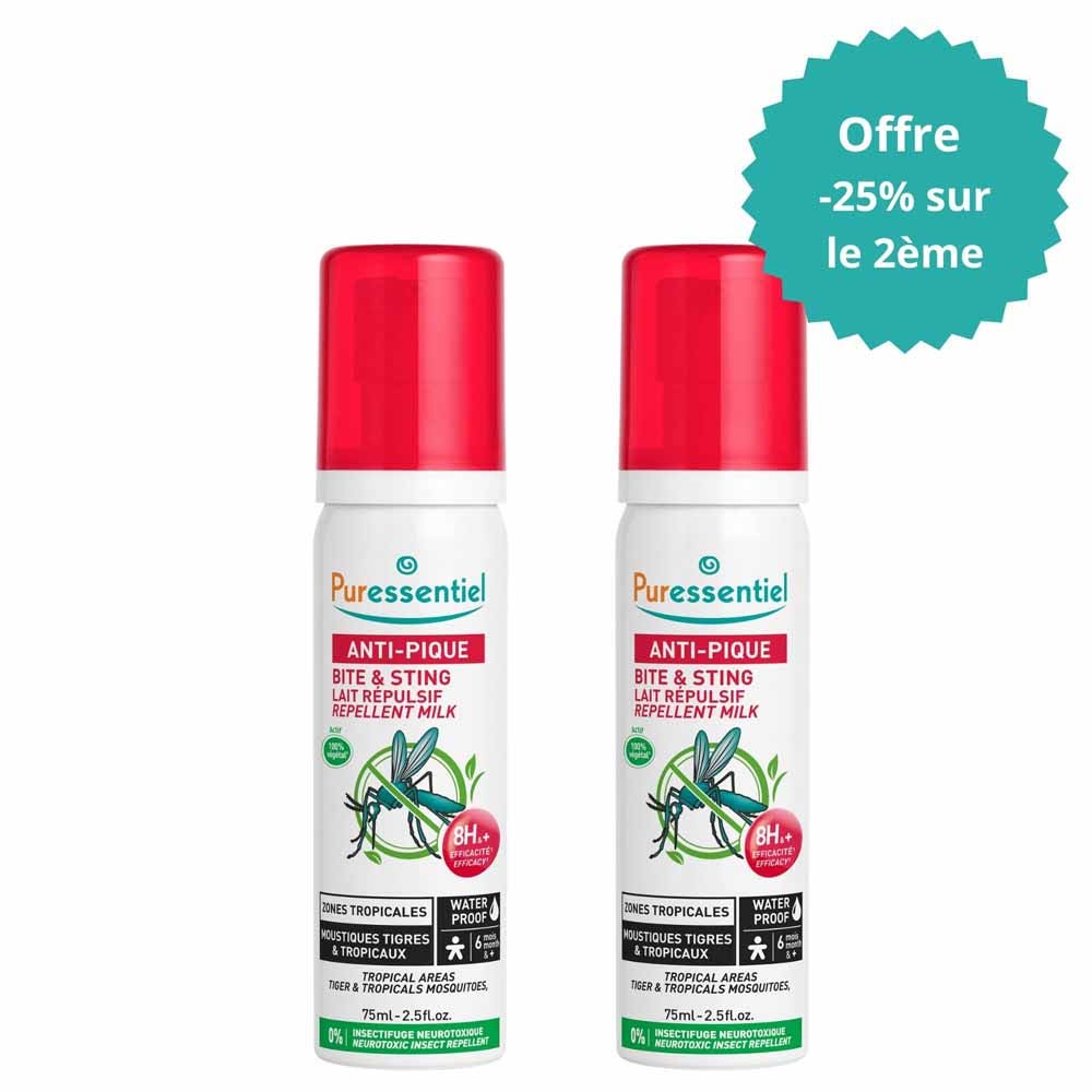 Puressentiel Repellents Repellent Milk Tropical Zones Tiger and Tropical Mosquitoes From 6 Months 2x75ml