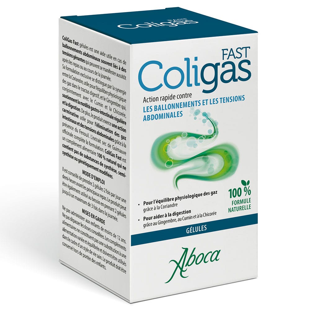 Aboca Gastro-intestinal Coligas Fast Ballonnement & Tensions Abdominales 50 capsules