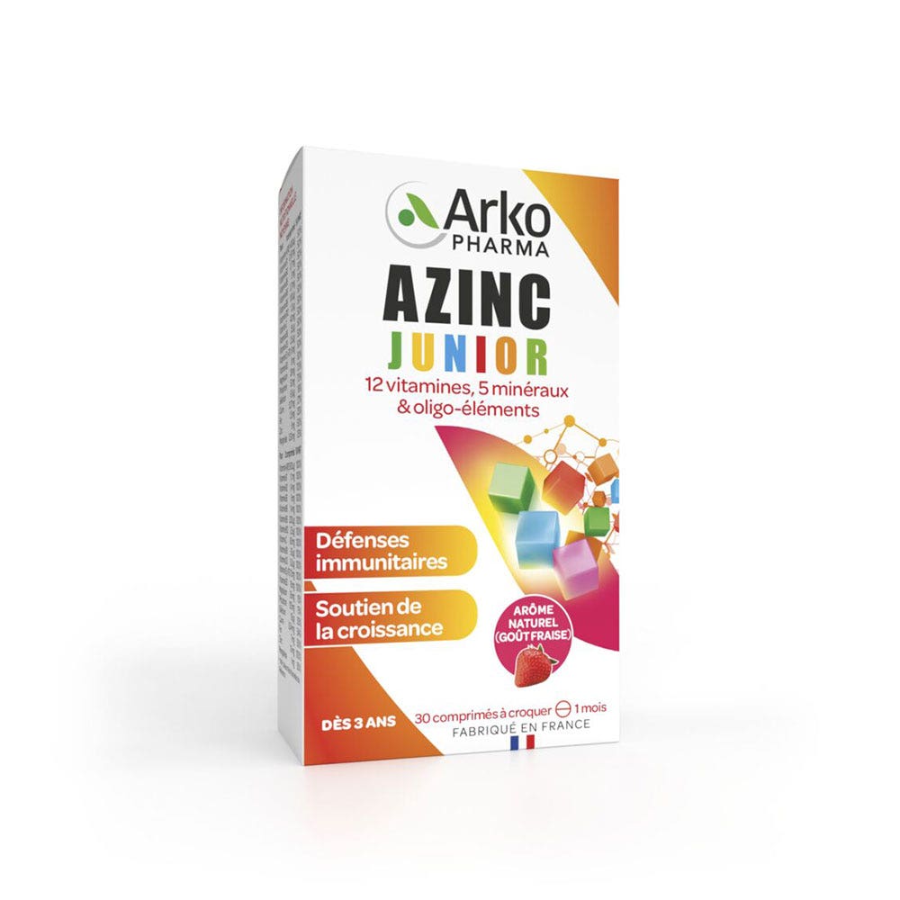 Arkopharma Azinc Vitamins C & E, zinc strawberry flavour Junior 30 tablets