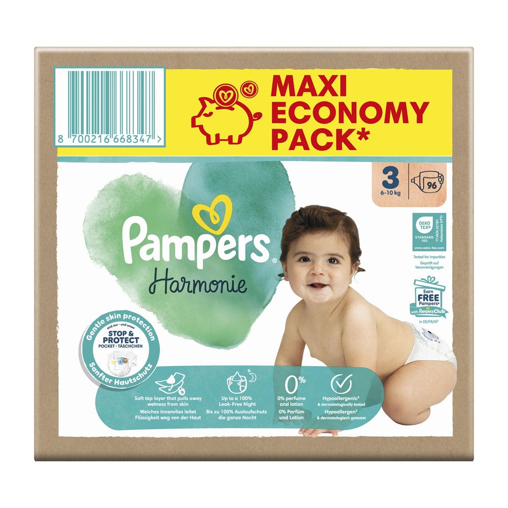 Pampers Harmonie Nappies Size 3 6 to 10kg x96