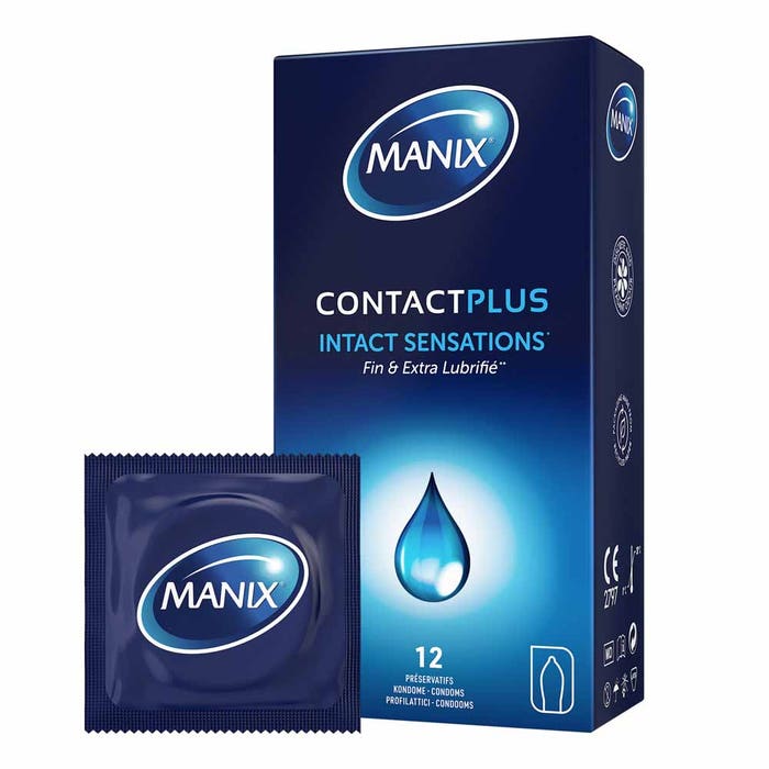 Manix Contact Plus Thin and extra lubricated condoms x12 - Easypara Manix Contact Plus Thin and extra lubricated condoms x12 - Easypara