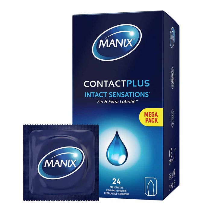 Manix Contact Plus Finesse and Extra Lubrication condoms x24 - Easypara Manix Contact Plus Finesse and Extra Lubrication condoms x24 - Easypara