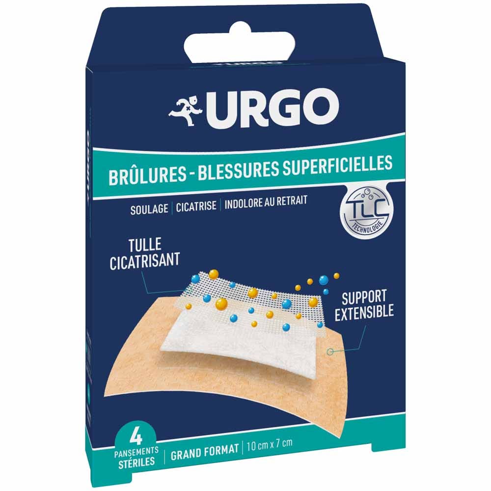 Urgo Large Size Burn Plasters 10x7cm x4