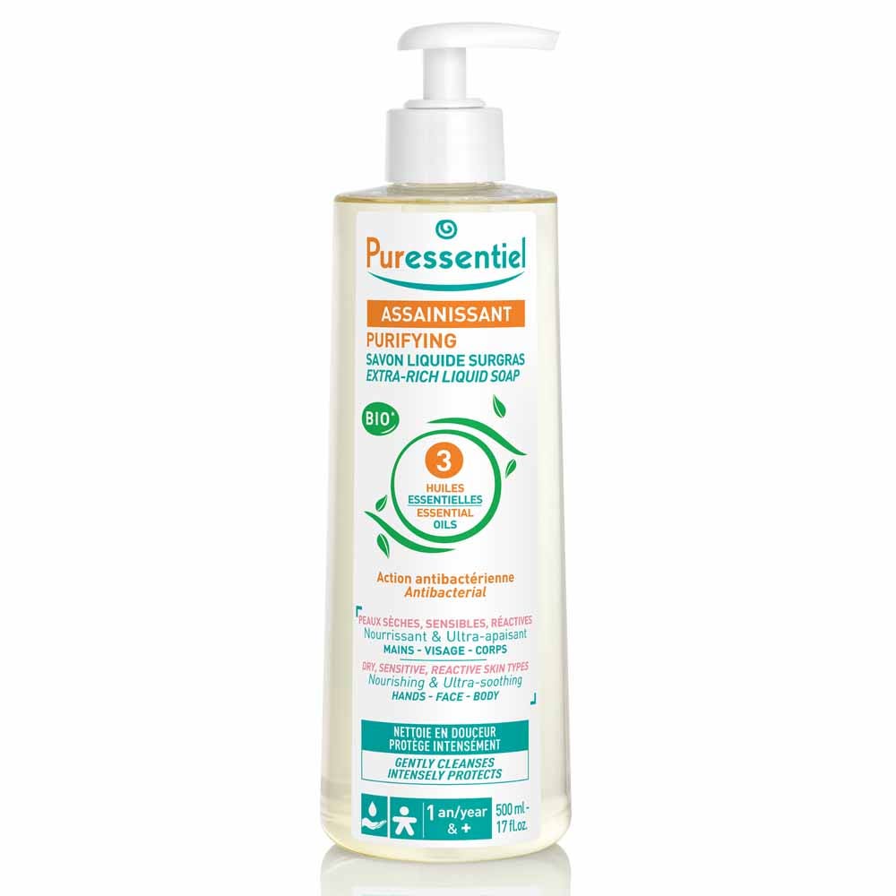 Puressentiel Sanitizing Superfatted Soap with 3 Organic Essential Oils 500ml Sanitizing Puressentiel 500ml