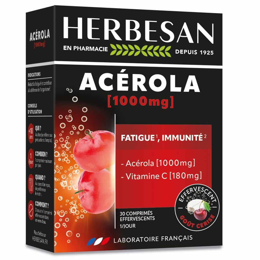 Herbesan Acerola 1000mg Vitamin C 180mg Cherry flavour 30 tablets