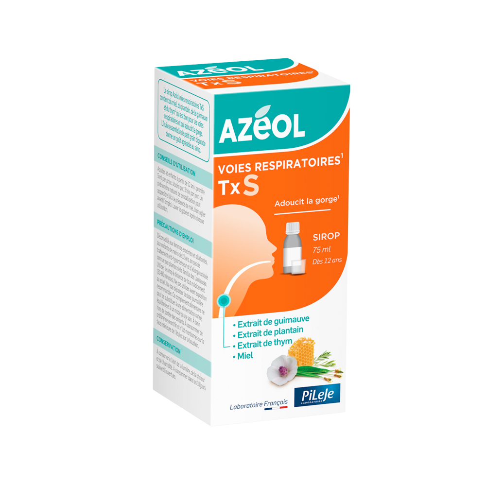 Pileje Azéol Dry cough respiratory support soothes the throat Syrup 75 ml